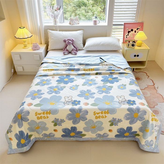 91家纺网 家纺一手货源 找家纺 小石头家纺 2025新款里外全棉A类纯棉棉花小碎花夏被包质检=买家秀 蓝色花海