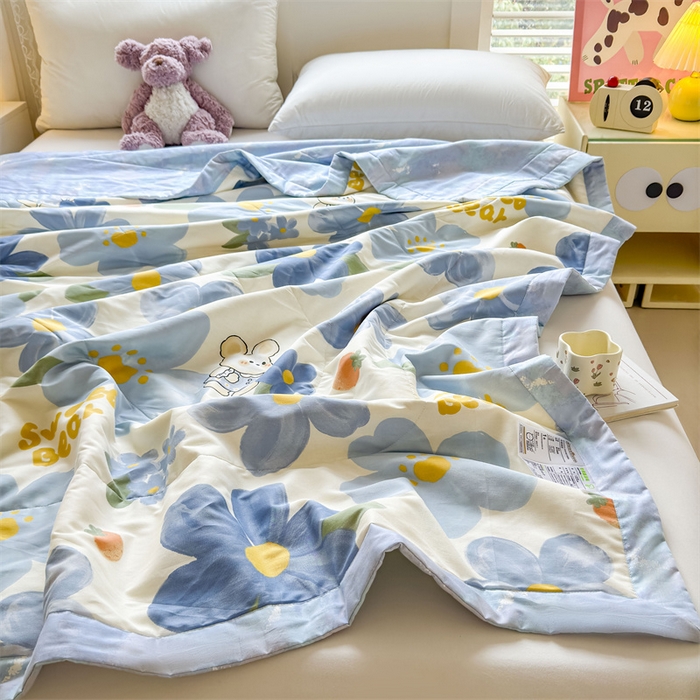 91家纺网 家纺一手货源 找家纺 小石头家纺 2025新款里外全棉A类纯棉棉花小碎花夏被包质检=买家秀 蓝色花海