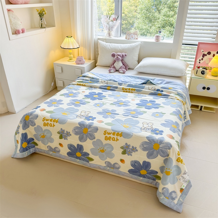 91家纺网 家纺一手货源 找家纺 小石头家纺 2025新款里外全棉A类纯棉棉花小碎花夏被包质检=买家秀 蓝色花海