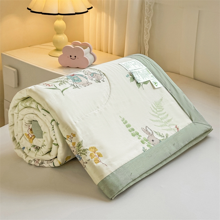 91家纺网 家纺一手货源 找家纺 小石头家纺 2025新款里外全棉A类纯棉棉花小碎花夏被包质检=买家秀 花园小兔