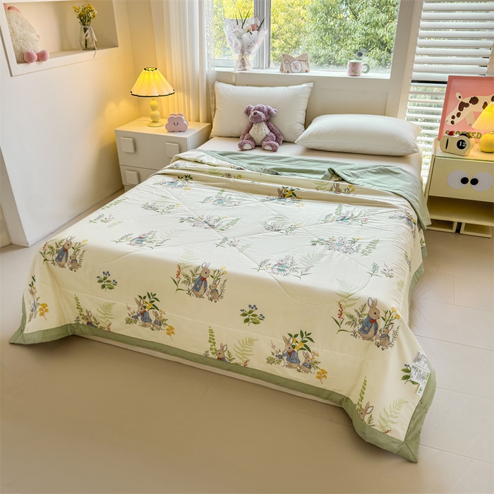 91家纺网 家纺一手货源 找家纺 小石头家纺 2025新款里外全棉A类纯棉棉花小碎花夏被包质检=买家秀 花园小兔