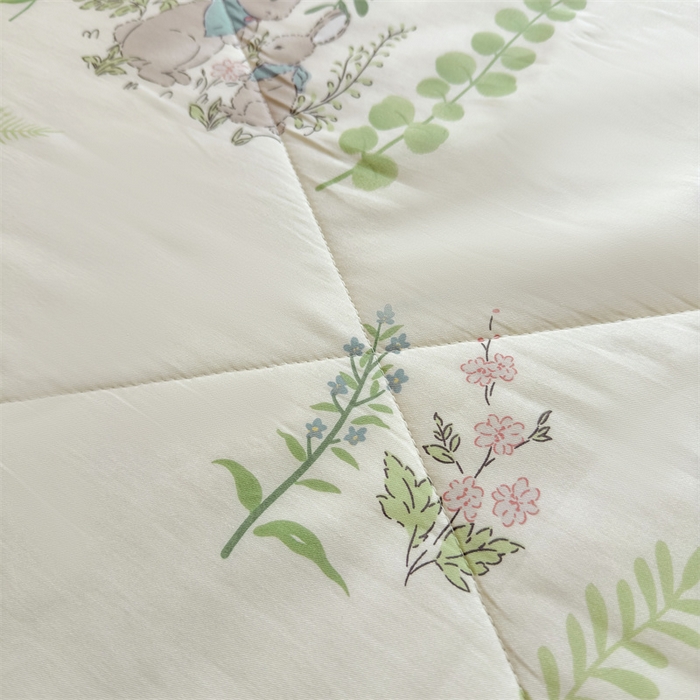 91家纺网 家纺一手货源 找家纺 小石头家纺 2025新款里外全棉A类纯棉棉花小碎花夏被包质检=买家秀 花园小兔