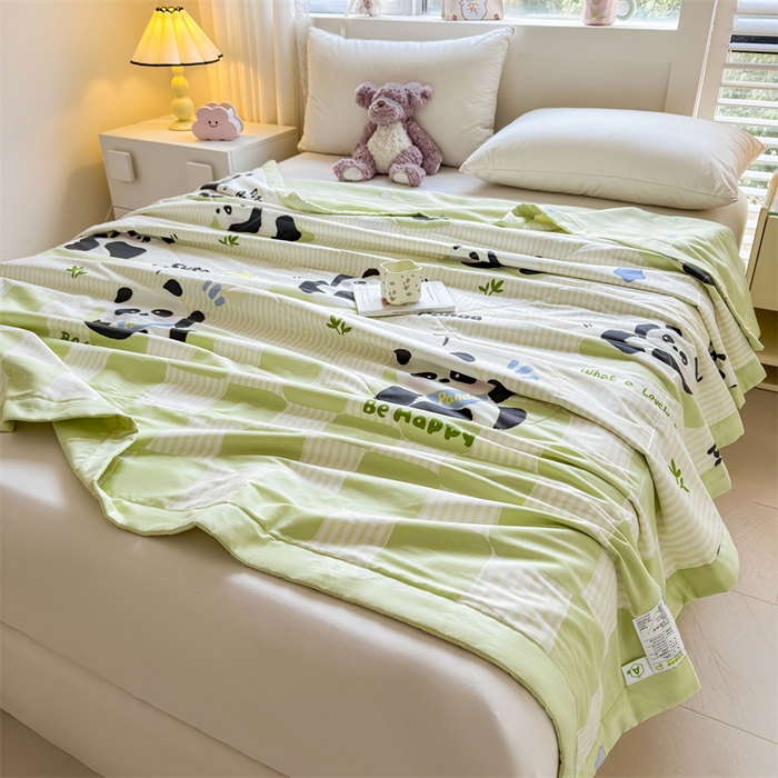 91家纺网 家纺一手货源 找家纺 小石头家纺 2025新款里外全棉A类纯棉棉花小碎花夏被包质检=买家秀 快乐熊猫