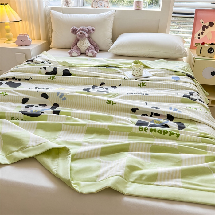 91家纺网 家纺一手货源 找家纺 小石头家纺 2025新款里外全棉A类纯棉棉花小碎花夏被包质检=买家秀 快乐熊猫