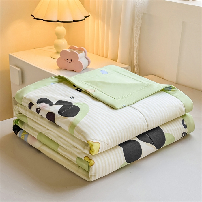 91家纺网 家纺一手货源 找家纺 小石头家纺 2025新款里外全棉A类纯棉棉花小碎花夏被包质检=买家秀 快乐熊猫