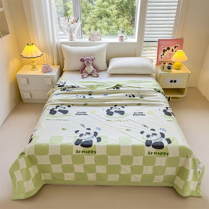 91家纺网 家纺一手货源 找家纺 小石头家纺 2025新款里外全棉A类纯棉棉花小碎花夏被包质检=买家秀 快乐熊猫