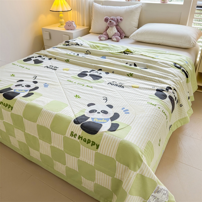 91家纺网 家纺一手货源 找家纺 小石头家纺 2025新款里外全棉A类纯棉棉花小碎花夏被包质检=买家秀 快乐熊猫