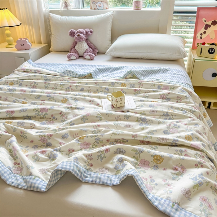 91家纺网 家纺一手货源 找家纺 小石头家纺 2025新款里外全棉A类纯棉棉花小碎花夏被包质检=买家秀 洛城花语