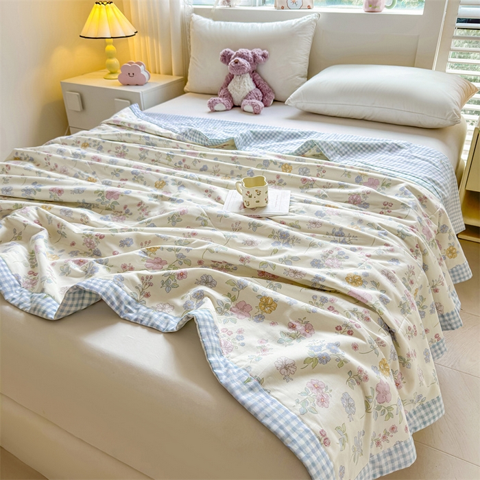 91家纺网 家纺一手货源 找家纺 小石头家纺 2025新款里外全棉A类纯棉棉花小碎花夏被包质检=买家秀 洛城花语