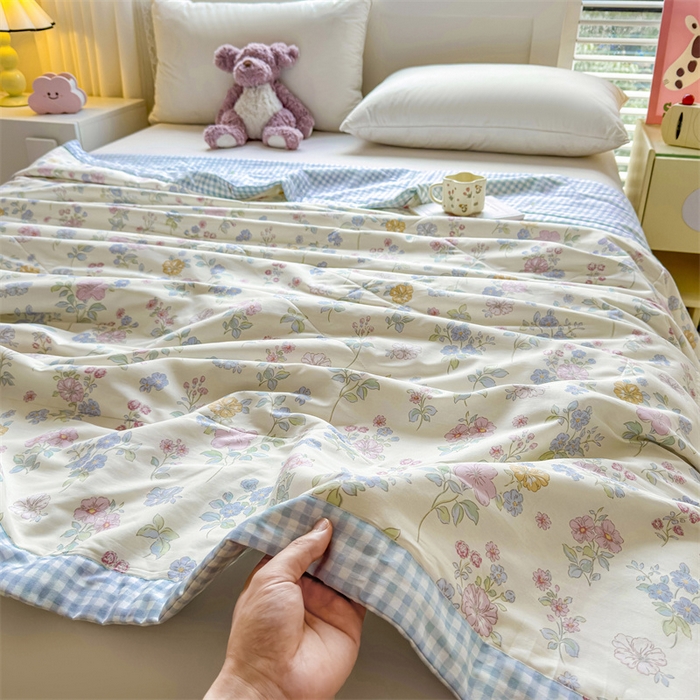 91家纺网 家纺一手货源 找家纺 小石头家纺 2025新款里外全棉A类纯棉棉花小碎花夏被包质检=买家秀 洛城花语