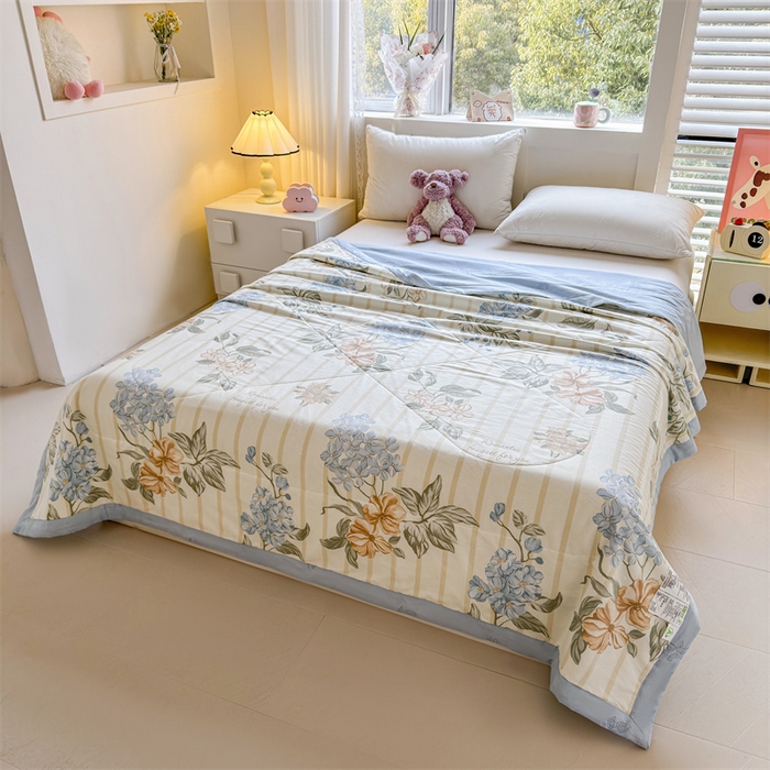 91家纺网 家纺一手货源 找家纺 小石头家纺 2025新款里外全棉A类纯棉棉花小碎花夏被包质检=买家秀 四季花园