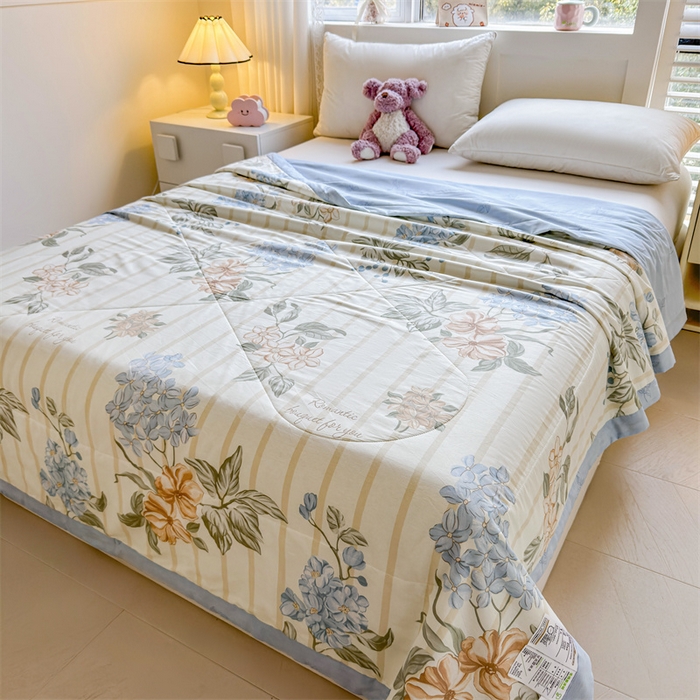 91家纺网 家纺一手货源 找家纺 小石头家纺 2025新款里外全棉A类纯棉棉花小碎花夏被包质检=买家秀 四季花园