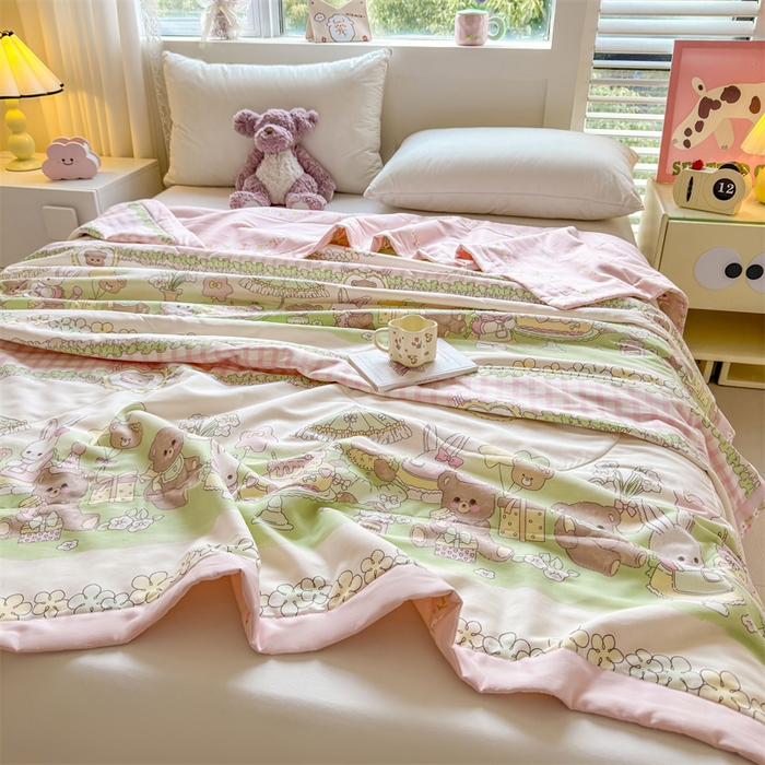 91家纺网 家纺一手货源 找家纺 小石头家纺 2025新款里外全棉A类纯棉棉花小碎花夏被包质检=买家秀 欢乐派对