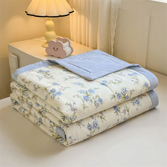 91家纺网 家纺一手货源 找家纺 小石头家纺 2025新款里外全棉A类纯棉棉花小碎花夏被包质检=买家秀 蓝色繁花