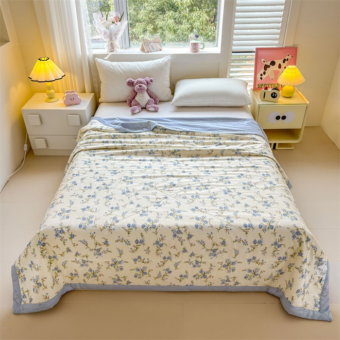 91家纺网 家纺一手货源 找家纺 小石头家纺 2025新款里外全棉A类纯棉棉花小碎花夏被包质检=买家秀 蓝色繁花