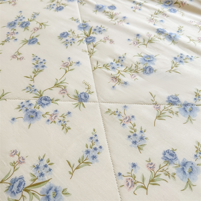 91家纺网 家纺一手货源 找家纺 小石头家纺 2025新款里外全棉A类纯棉棉花小碎花夏被包质检=买家秀 蓝色繁花