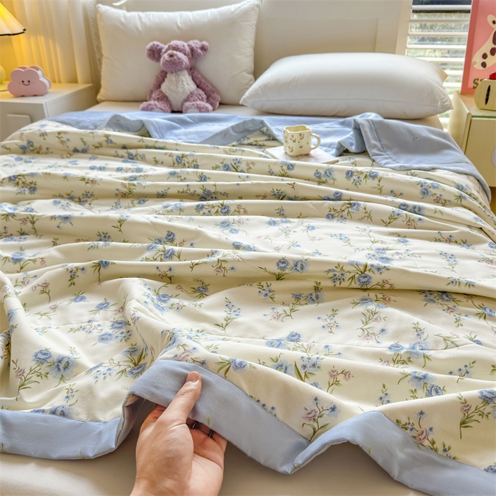91家纺网 家纺一手货源 找家纺 小石头家纺 2025新款里外全棉A类纯棉棉花小碎花夏被包质检=买家秀 蓝色繁花