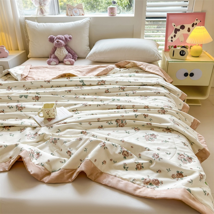 91家纺网 家纺一手货源 找家纺 小石头家纺 2025新款里外全棉A类纯棉棉花小碎花夏被包质检=买家秀 曼塔玫瑰