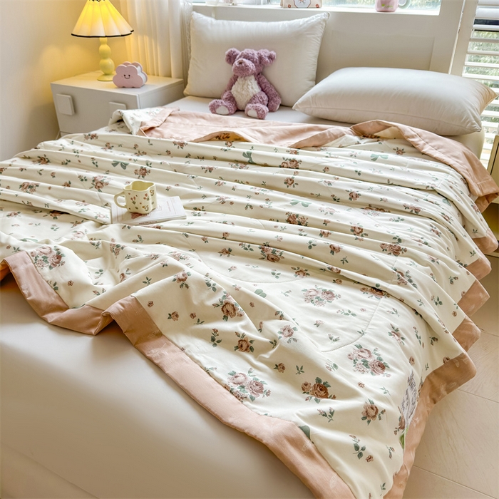 91家纺网 家纺一手货源 找家纺 小石头家纺 2025新款里外全棉A类纯棉棉花小碎花夏被包质检=买家秀 曼塔玫瑰