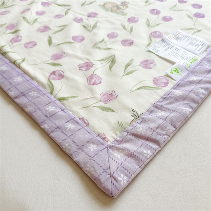 91家纺网 家纺一手货源 找家纺 小石头家纺 2025新款里外全棉A类纯棉棉花小碎花夏被包质检=买家秀 郁金花紫