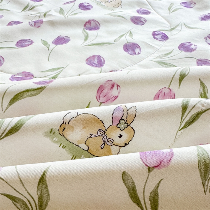 91家纺网 家纺一手货源 找家纺 小石头家纺 2025新款里外全棉A类纯棉棉花小碎花夏被包质检=买家秀 郁金花紫