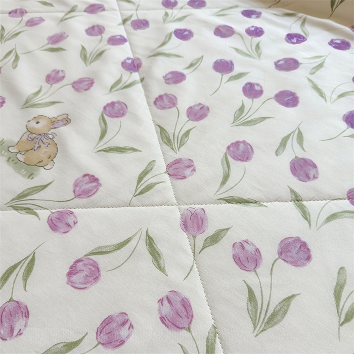 91家纺网 家纺一手货源 找家纺 小石头家纺 2025新款里外全棉A类纯棉棉花小碎花夏被包质检=买家秀 郁金花紫