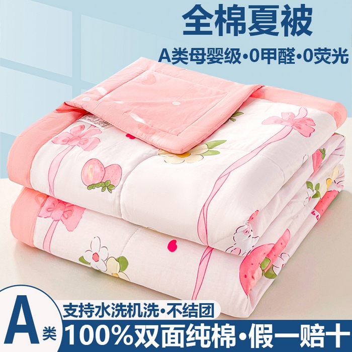 91家纺网 家纺一手货源 找家纺 （总）小石头家纺 2025新款A类小清新纯棉印花夏被