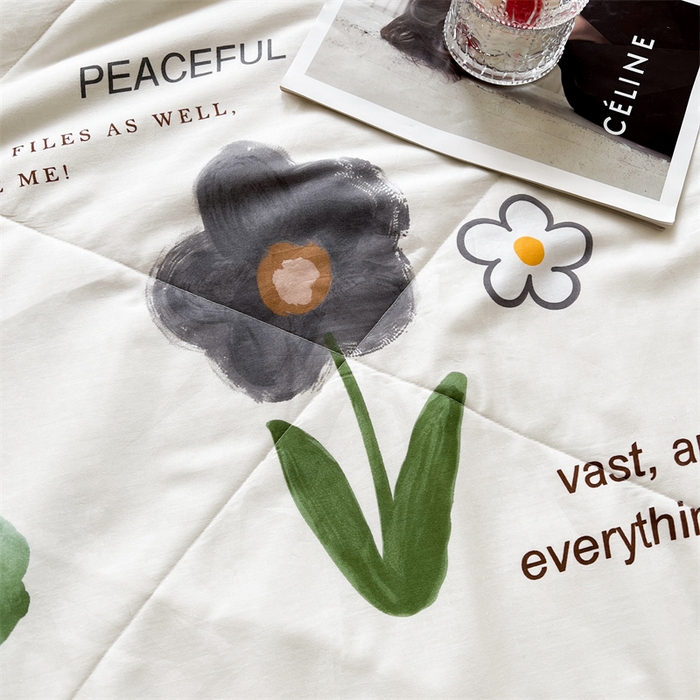 91家纺网 家纺一手货源 找家纺 小石头家纺 2025新款A类小清新纯棉印花夏被 绿蔓