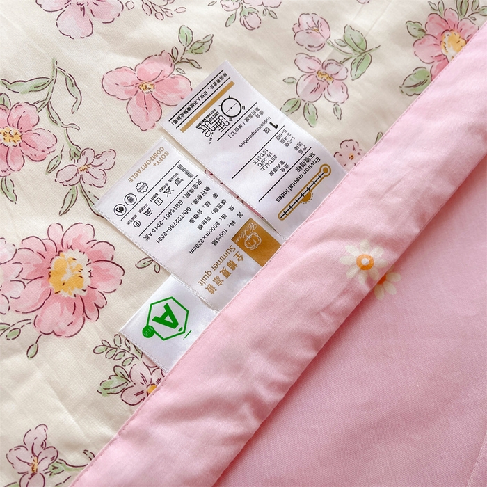 91家纺网 家纺一手货源 找家纺 小石头家纺 2025新款A类小清新纯棉印花夏被 粉黛佳人