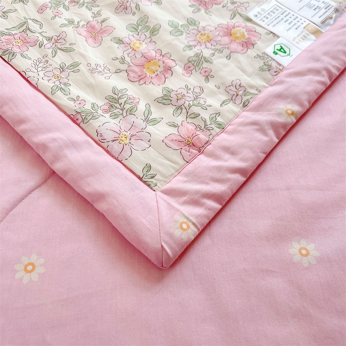 91家纺网 家纺一手货源 找家纺 小石头家纺 2025新款A类小清新纯棉印花夏被 粉黛佳人