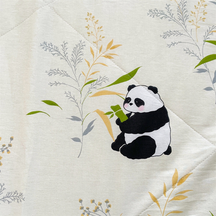 91家纺网 家纺一手货源 找家纺 小石头家纺 2025新款A类小清新纯棉印花夏被 可爱熊猫