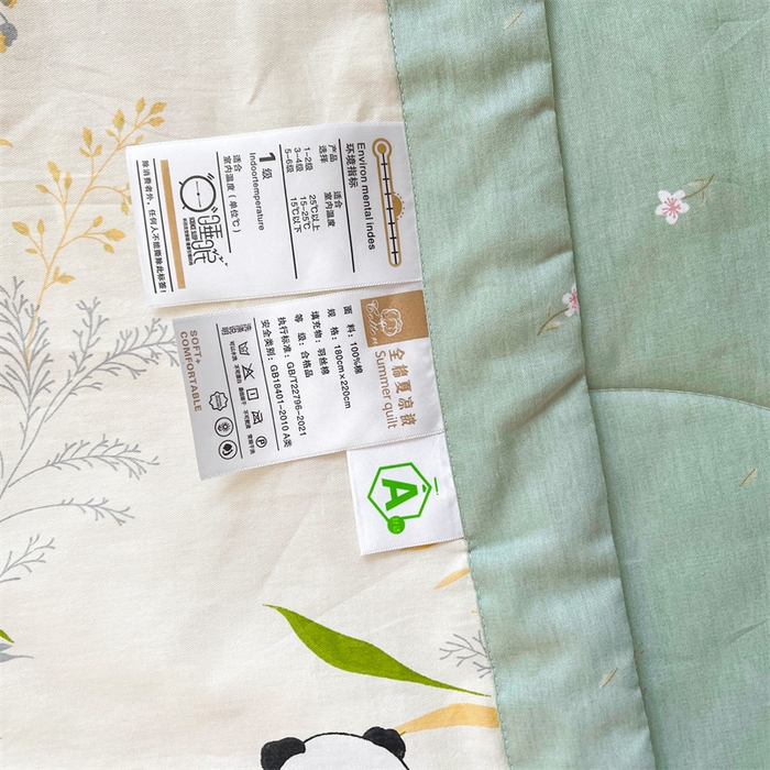 91家纺网 家纺一手货源 找家纺 小石头家纺 2025新款A类小清新纯棉印花夏被 可爱熊猫