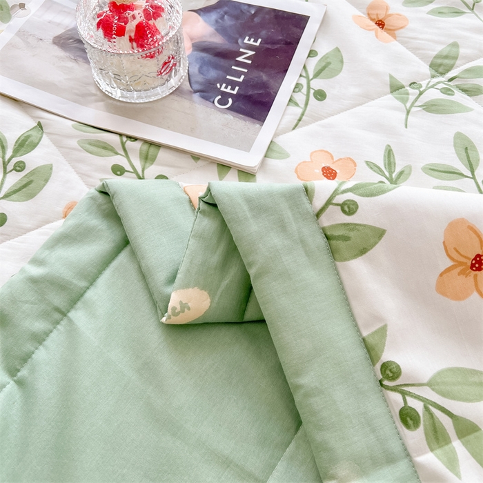 91家纺网 家纺一手货源 找家纺 小石头家纺 2025新款A类小清新纯棉印花夏被 青柠薄荷