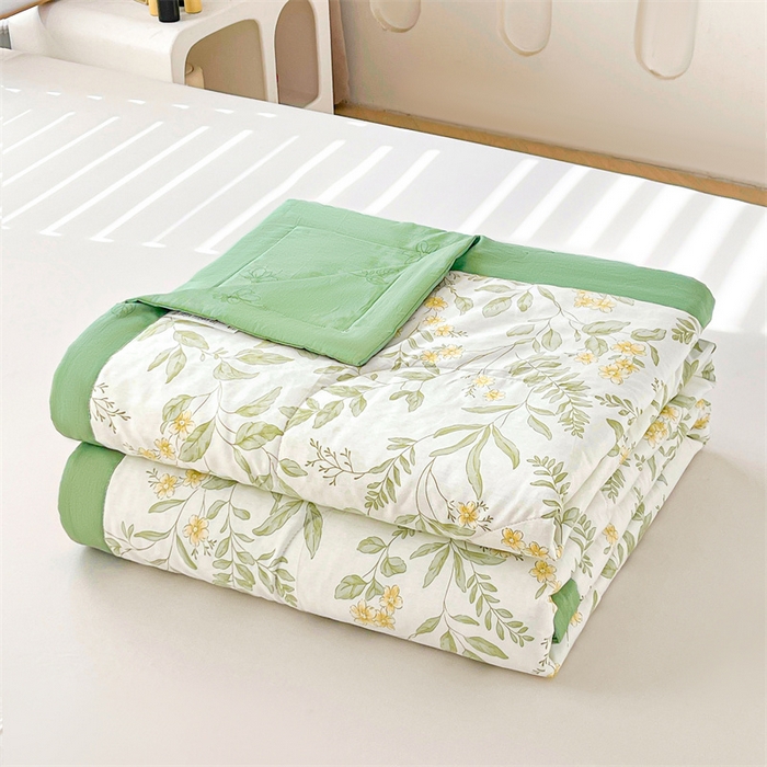 91家纺网 家纺一手货源 找家纺 小石头家纺 2025新款A类小清新纯棉印花夏被 悠然夏日