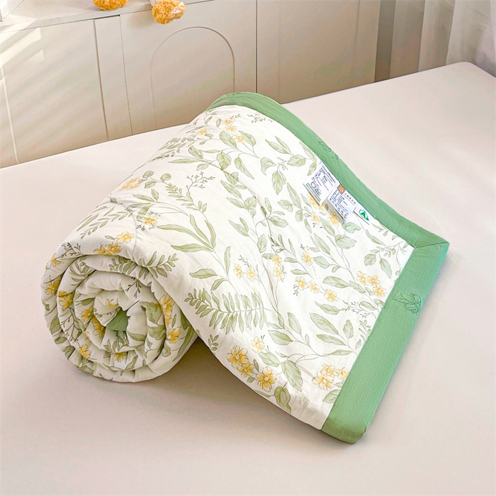 91家纺网 家纺一手货源 找家纺 小石头家纺 2025新款A类小清新纯棉印花夏被 悠然夏日