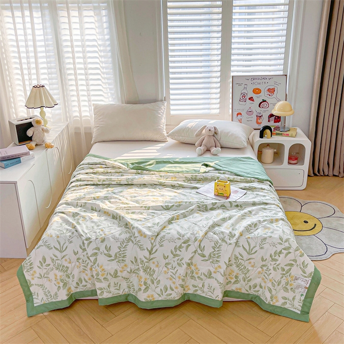 91家纺网 家纺一手货源 找家纺 小石头家纺 2025新款A类小清新纯棉印花夏被 悠然夏日