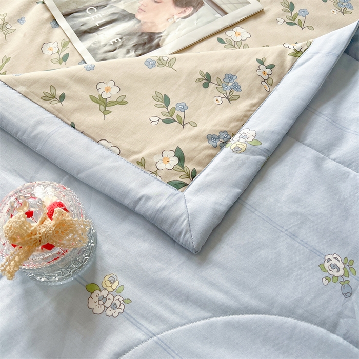 91家纺网 家纺一手货源 找家纺 小石头家纺 2025新款A类小清新纯棉印花夏被 艾薇尔