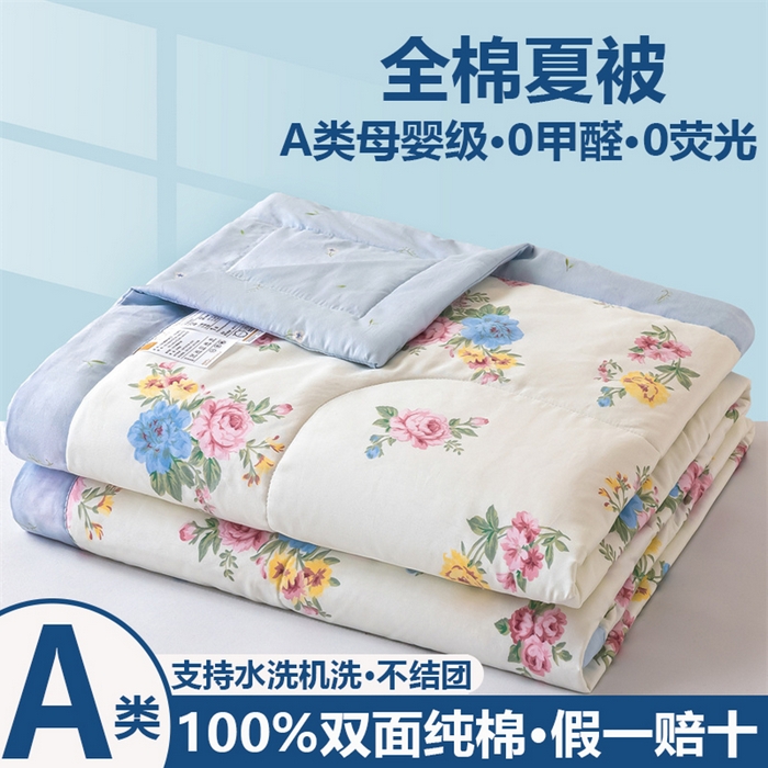 小石头家纺 2025新款A类小清新纯棉印花夏被 花间集-米
