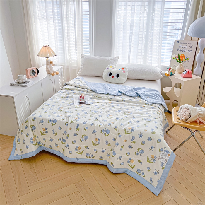 91家纺网 家纺一手货源 找家纺 小石头家纺 2025新款A类小清新纯棉印花夏被 简雅芬芳-米