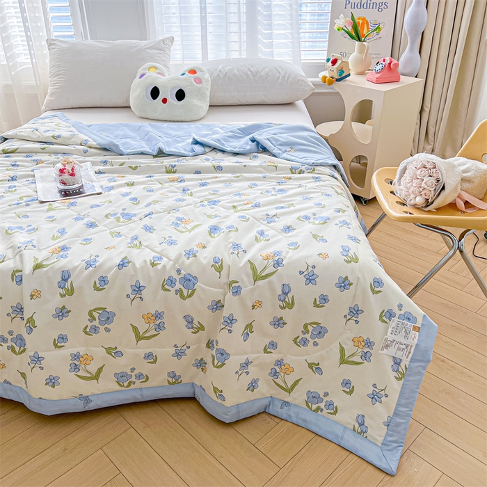 91家纺网 家纺一手货源 找家纺 小石头家纺 2025新款A类小清新纯棉印花夏被 简雅芬芳-米