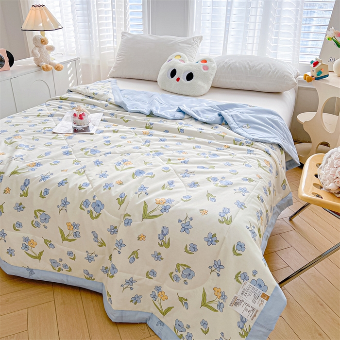 91家纺网 家纺一手货源 找家纺 小石头家纺 2025新款A类小清新纯棉印花夏被 简雅芬芳-米