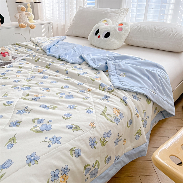 91家纺网 家纺一手货源 找家纺 小石头家纺 2025新款A类小清新纯棉印花夏被 简雅芬芳-米