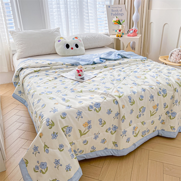 91家纺网 家纺一手货源 找家纺 小石头家纺 2025新款A类小清新纯棉印花夏被 简雅芬芳-米