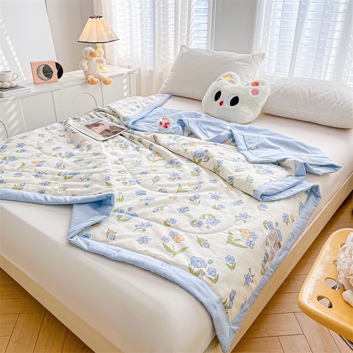 91家纺网 家纺一手货源 找家纺 小石头家纺 2025新款A类小清新纯棉印花夏被 简雅芬芳-米