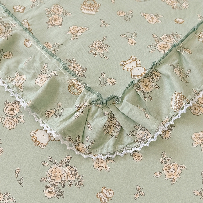 91家纺网 家纺一手货源 找家纺 缦彩家纺  2025新款韩版全棉公主风床单四件套 贝丽花都