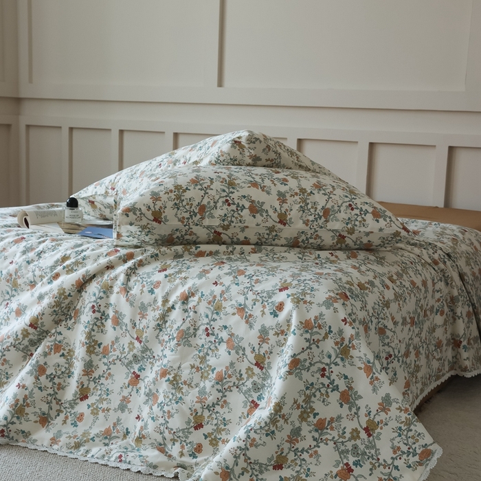 91家纺网 家纺一手货源 找家纺 棉眠 2025新款纯棉花边夏被套件 秋茗