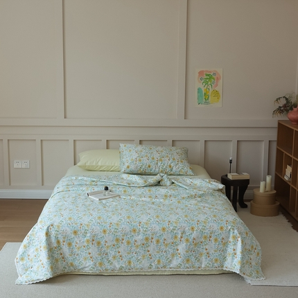 棉眠 2025新款纯棉花边夏被套件 花间牧歌