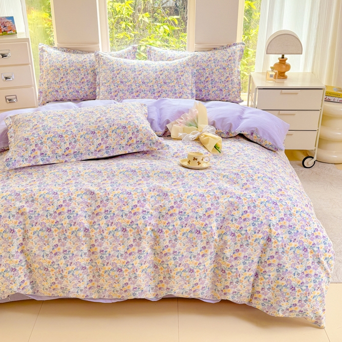 91家纺网 家纺一手货源 找家纺 佑金甜 2025新款100%全棉印花四件套纯棉印花单被套三件套（尺寸已预留）（礼盒塑封包装）（买家秀加V)梵花