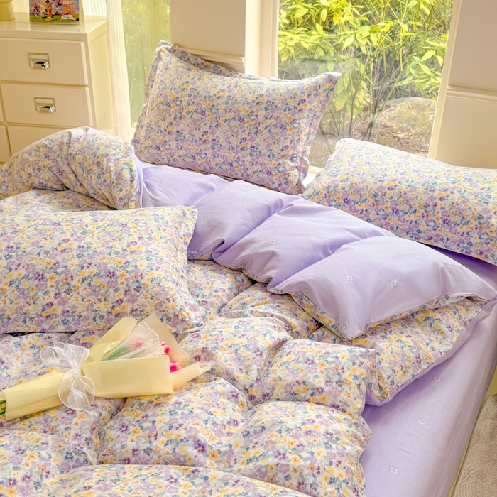 91家纺网 家纺一手货源 找家纺 佑金甜 2025新款100%全棉印花四件套纯棉印花单被套三件套（尺寸已预留）（礼盒塑封包装）（买家秀加V)梵花