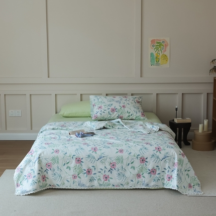 棉眠 2025新款纯棉花边夏被套件 春之晓晓